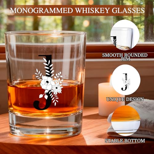 Personalized Monogram Whiskey Glass Set with Bracelet - Glass Up-J