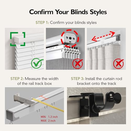 No-Drill Curtain Rod Brackets for Outside-Mount Blinds, 3-Pack