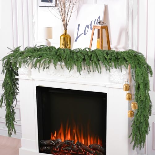 Real Touch Norfolk Pine Garland 6FT - Artificial Winter Greenery (2 Pack)