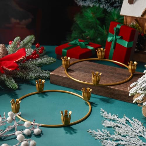 Gold Metal Advent Wreath Candle Holder Rings - 12 Pack Christmas Centerpiece