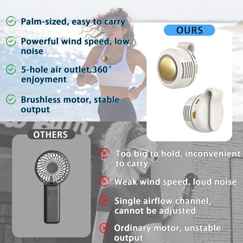 Portable Clip-On Fan USB Rechargeable 360-Degree Rotatable Mini Fan White