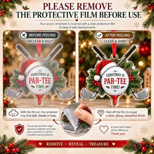 Golf Christmas Ornaments Acrylic Decor for Holiday Tree - Fun Golf Theme