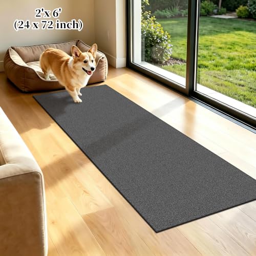 2x6 ft Waterproof Non-Slip Runner Rug for Hallways, Black and Gray