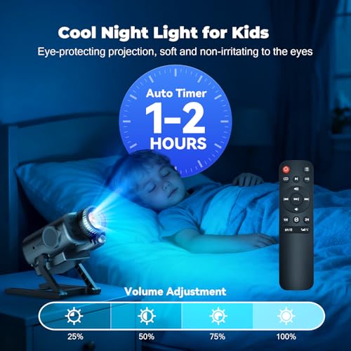 3D Galaxy Star Projector with 60 Dynamic Scenes and Bluetooth Speaker