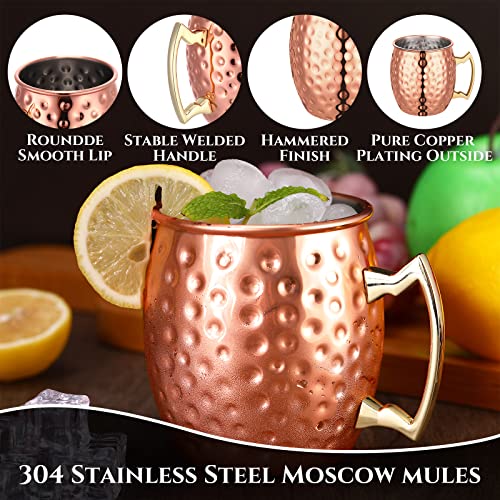 24 Pack Copper Moscow Mule Mugs Set 12 oz - Durable Rose Gold Cocktail Cups