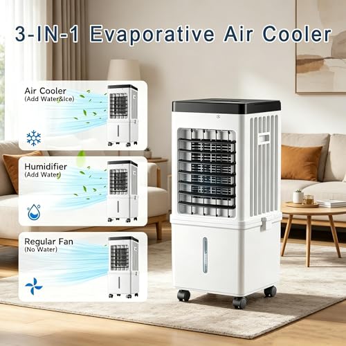 Portable Evaporative Swamp Cooler 4.2Gal Tank with Remote