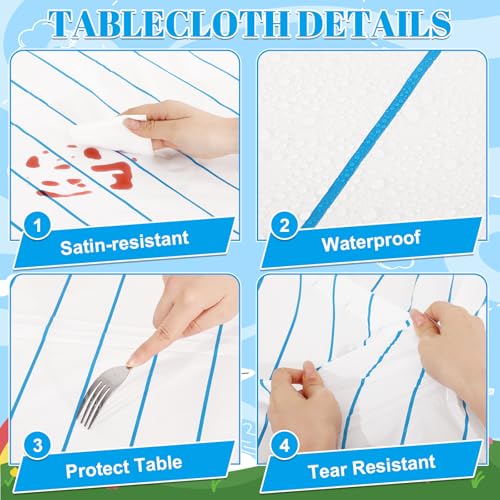 NatNarr 3 Pack Back to School Plastic Tablecloths 54x108 Notebook Paper