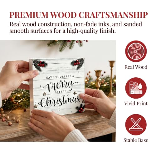 Movie Sign Wooden Christmas Decor - Rustic Holiday Tabletop Sign, 12.5cm