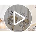 Gold Petal Rhinestone Wedding Cake Cutting Set with Champagne Flutes - BEKESIN