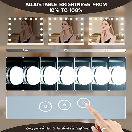 Vanity Mirror with Lights Lighted Makeup 15 Dimmable LED Bulbs,3