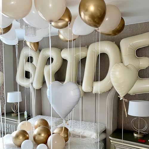 40 Inch Beige BRIDE Foil Balloons for Bachelorette & Bridal Shower