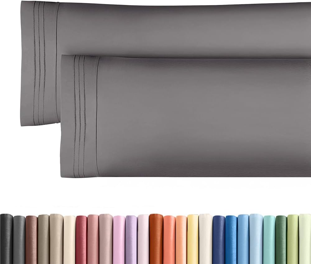 Skiennix Body Pillowcases Set of 2 | Soft, Breathable 20x54 Long Pillow Covers for Side Sleepers - Dark Grey, Wrinkle-Free & Machine Washable