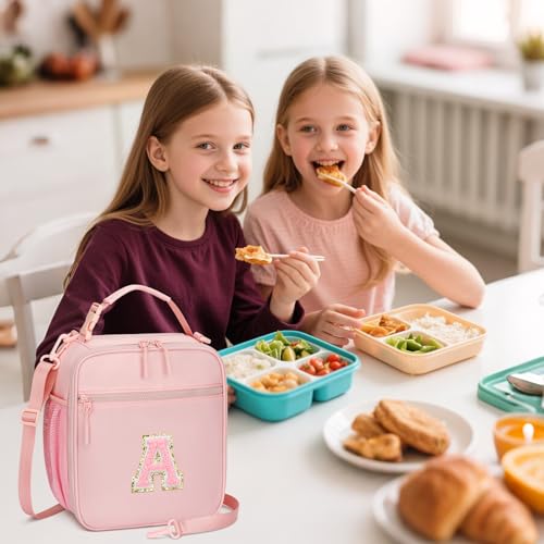 Kids Initial Insulated Lunch Bag - Reusable Leak-Proof Lunch Box for Girls