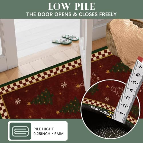 FUYEUN 3x5 Christmas Farmhouse Snowflake Pine Area Rug - Rectangular Holiday Decor
