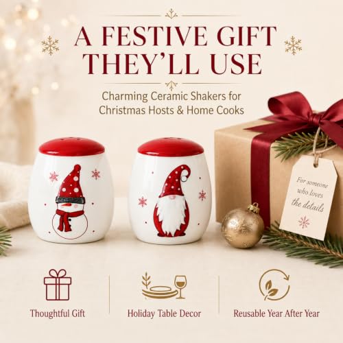 LunarFiery Christmas Salt and Pepper Shaker Set Ceramic Farmhouse Decor