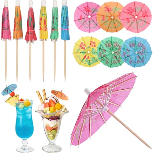 54 PCS Cocktail Umbrellas for Drinks, 4-Inch Tropical Party Garnish Picks