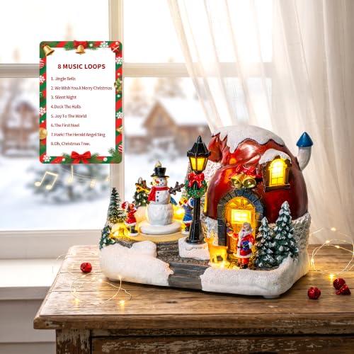 Musical Christmas Snowman Village Figurine,5.5"Lighted Resin Tabletop