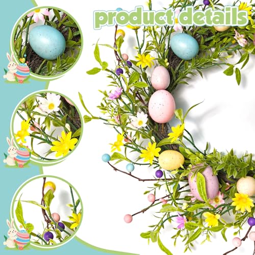 Artificial Christmas Wreath 20 Inch Red Berry Front Door Holiday Decor - Easter Egg Variant