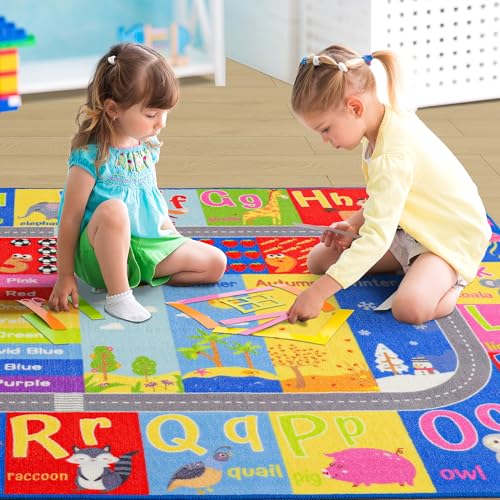 Educational Alphabet & Numbers Play Rug for Kids - 3x5 Non-Slip Area Carpet