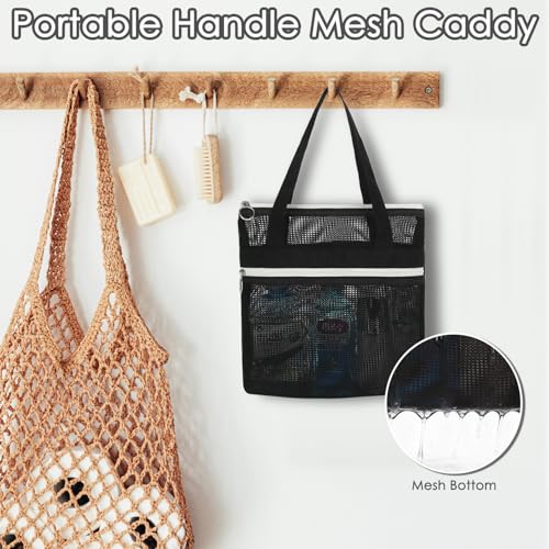 Mesh Shower Bag with Zipper Pockets and Dual Handles, Quick-Drying