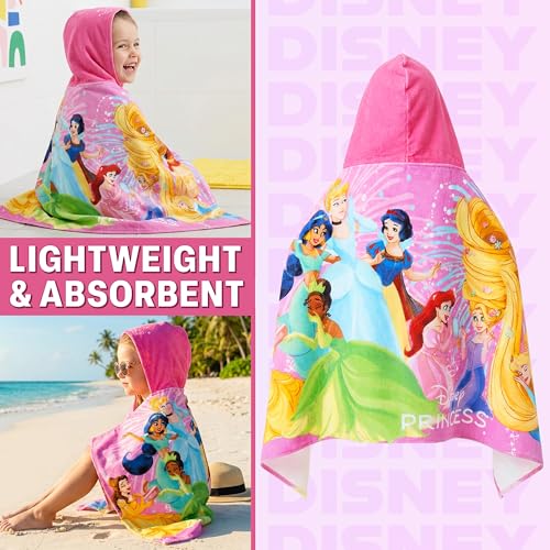 Disney Princess Kids Hooded Bath & Beach Towel Poncho for Girls Ages 2-6