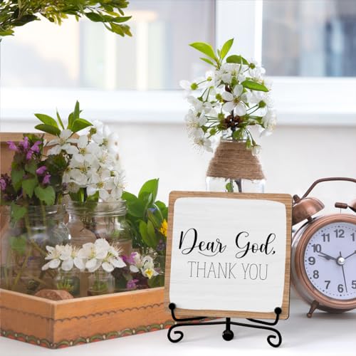 5-Inch Wooden Plaque with Metal Stand - Farmhouse Home Office Desk Decor