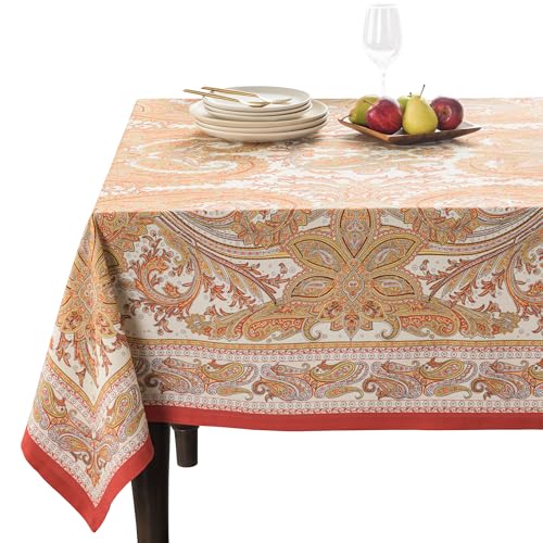 100% Cotton Rectangular Tablecloth 60x108 Inches for Holiday & Fall Decor