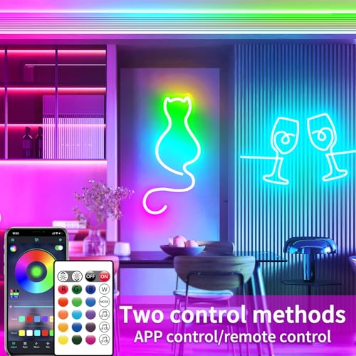 16.4ft RGB LED Neon Rope Lights, Flexible Waterproof Color-Changing Strip