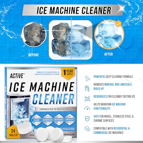 Ice Maker Cleaner and Descaler Tablets - Nickel-Safe Scale Remover (24 Count)