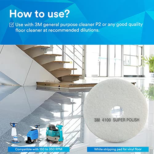 20-Inch White Floor Polishing Pads for Rotary Machines - 5 Pack