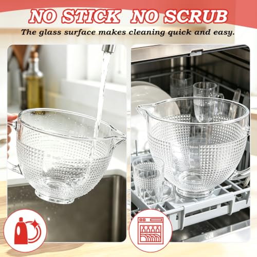 5-Quart Glass Mixing Bowl with Handle and Pouring Spout for Tilt-Head Mixers