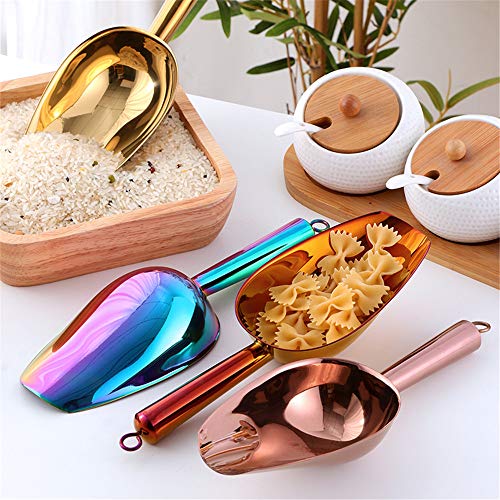 MAKABAKA Rose Gold Stainless Steel Ice Tongs & Scoop Set - Durable Food-Grade Kitchen Utensils for Bar & Party Use