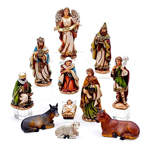 Christmas Nativity Set with 11 Resin Figures - 6 Inch Holiday Decor