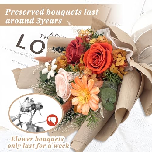 Handmade Preserved Rose Bouquet in Luxury Gift Box - Everlasting Flowers