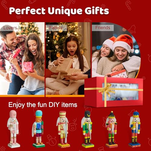DIY Wooden Nutcracker Painting Kit - 24 Unpainted Figures with Accessories