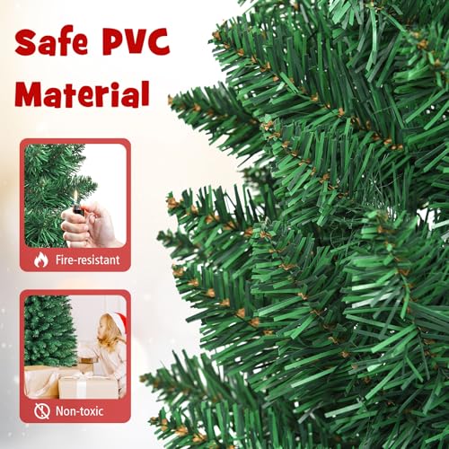 6ft Slim Pencil Artificial Christmas Tree with Metal Stand, Unlit Green