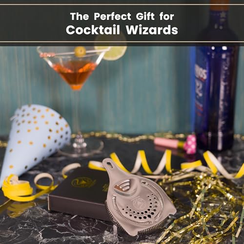 Wizardtender Glossy Silver Hawthorne Cocktail Strainer - Professional Bar Tool