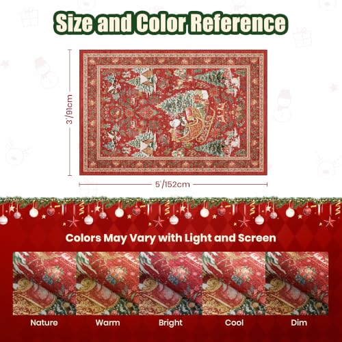 3'x5' Red/Green Christmas Kitchen Runner Rug – Washable, Non-Slip