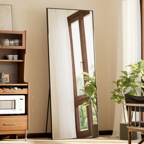 Full Length Floor Mirror with Stand, 56"x21" Aluminum Alloy Frame