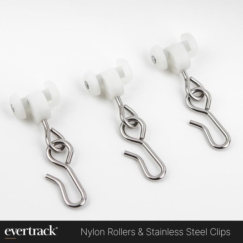Dual Wheel Curtain Track Roller Carriers with Stainless Steel Hooks - 15 Pack