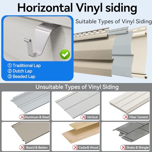 Heavy Duty Stainless Steel Vinyl Siding Hooks - 10 Pack No-Hole Clips
