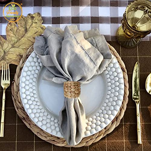 48 Pcs Water Hyacinth Napkin Rings Set for Wedding Holiday Dinner Home Decor