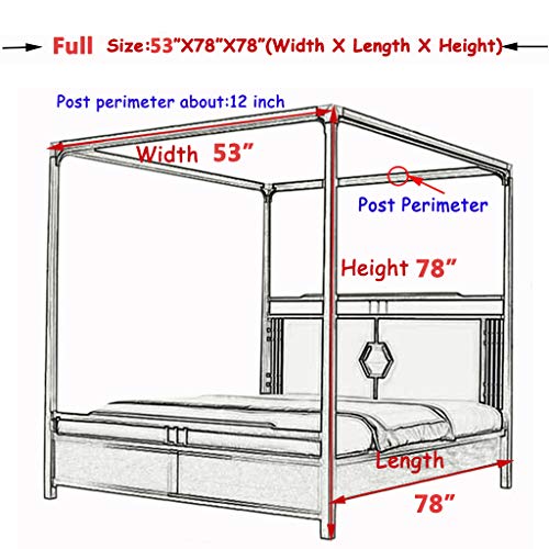 4 Corner Post Bed Canopy Curtain - King Size Romantic Lace Mosquito Net