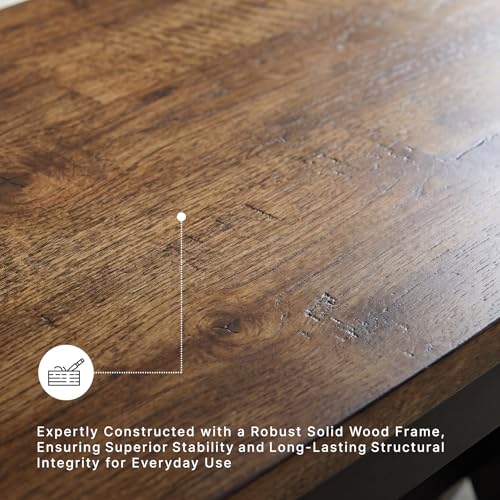 48-Inch Two-Tone Farmhouse Dining Bench, Solid Wood Frame