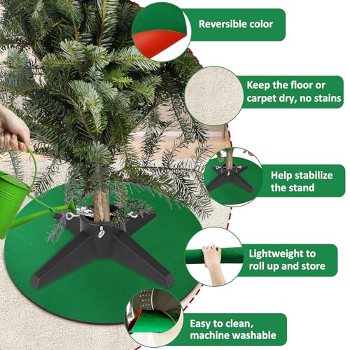 Reversible Christmas Tree Stand Mat - 28 Inch Round Felt Floor Protector