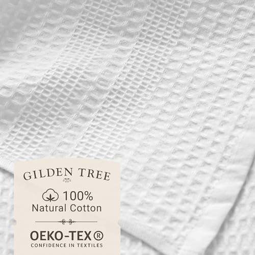 White GILDEN TREE Waffle Cotton Washcloths 4 Pack - Exfoliating & Quick Dry Face Towels
