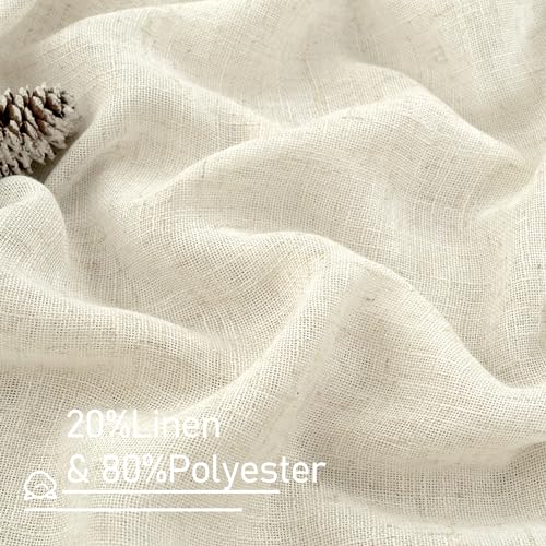 Natural Ivory Semi Sheer Linen Curtains - Light Filtering (2 Panels, 52x84 in)