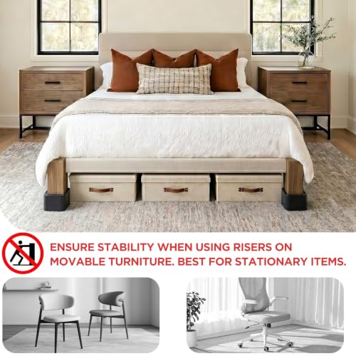 Heavy Duty Bed Risers - Adjustable Stackable Furniture Lifts