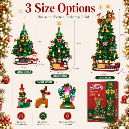 Vadeny Red Advent Calendar 2026 Christmas Building Blocks Set, 24 Days Countdown