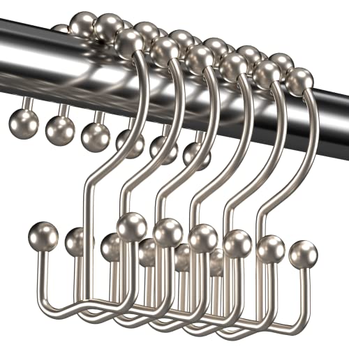Titanker Double Glide Shower Curtain Hooks Rust Resistant Metal Rings Nickel